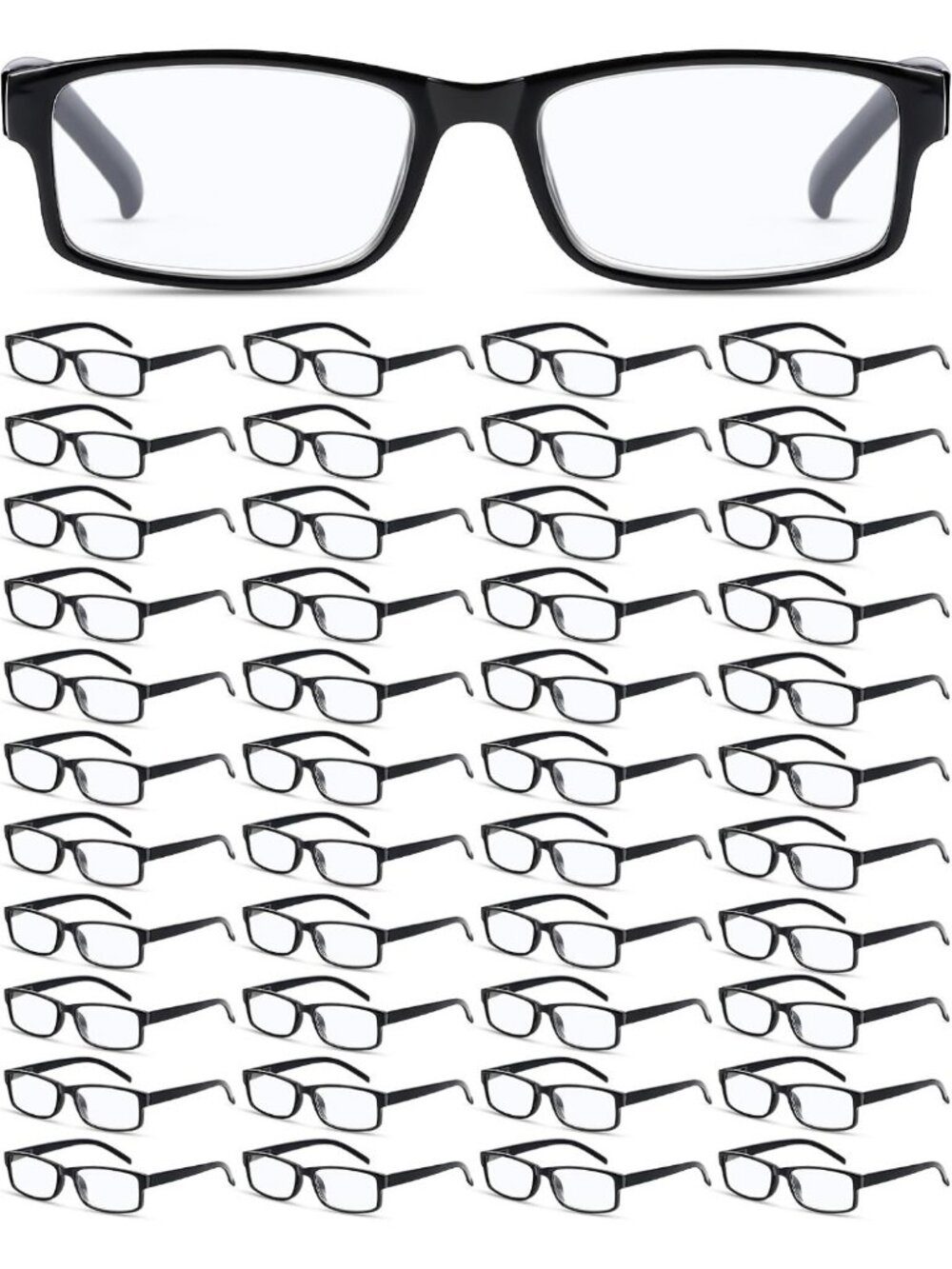 50 Pack Stylish Reading Glasses for Men & Women - Clear Lens, Lightweight, UV